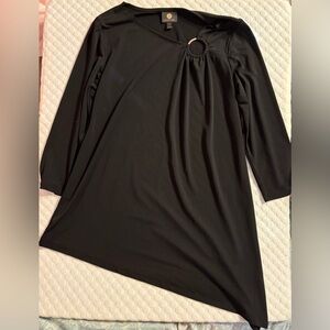 JM Collection Charcoal Dress with Metal Accent